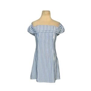 Lulus blue white stripes off shoulders mini dress size Small